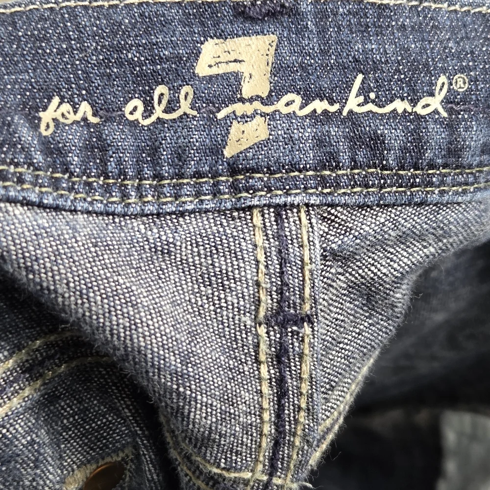 7 For All Mankind Blue Bootcut Cotton Denim Jeans Studded Back Pockets Size 28